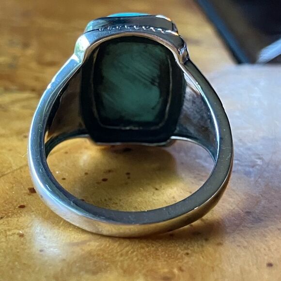 Natural Royston Turquoise Sterling Silver Eagle Ring Size 7 - Picture 5 of 9